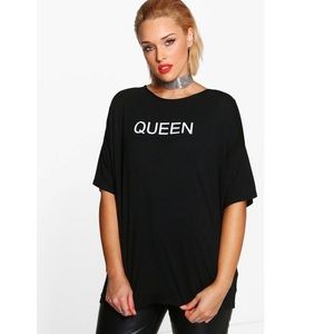 NWT | Boohoo Plus Curve Black Queen Shirt